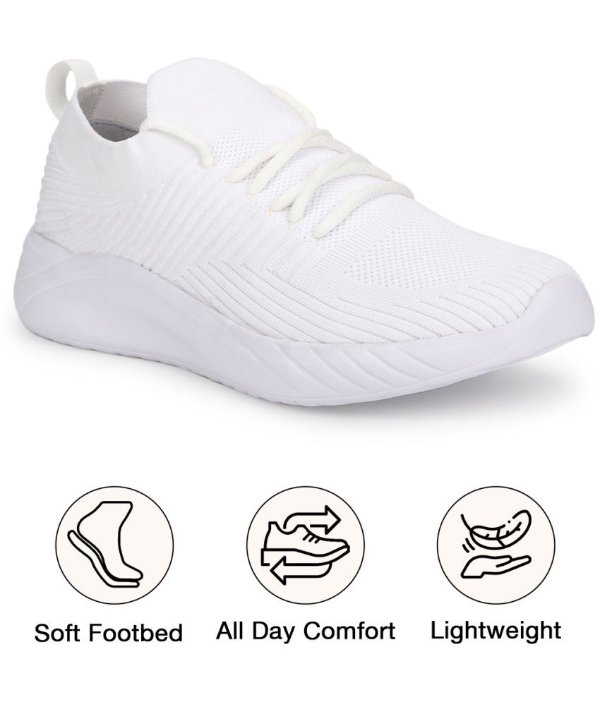     			UrbanMark Men Comfortable Light Weighted Lace-Up Casual Running Sneaker- White