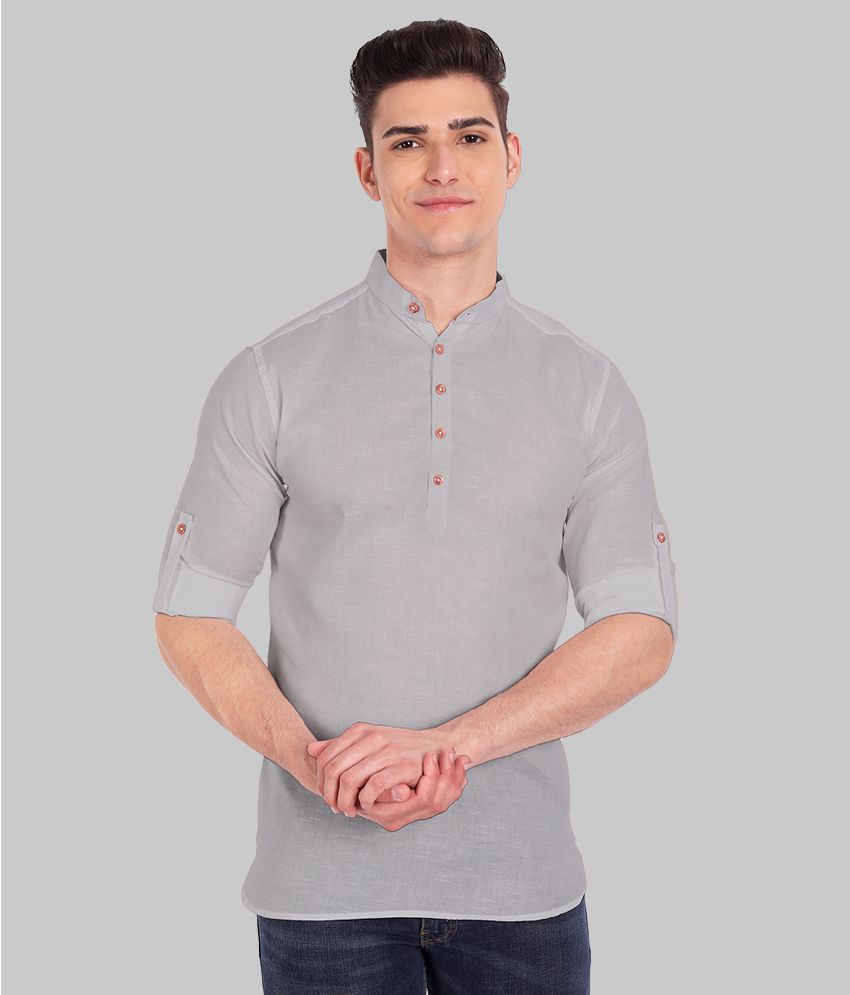     			Vida Loca - Grey Linen Slim Fit Men's Casual Shirt ( Pack of 1 )