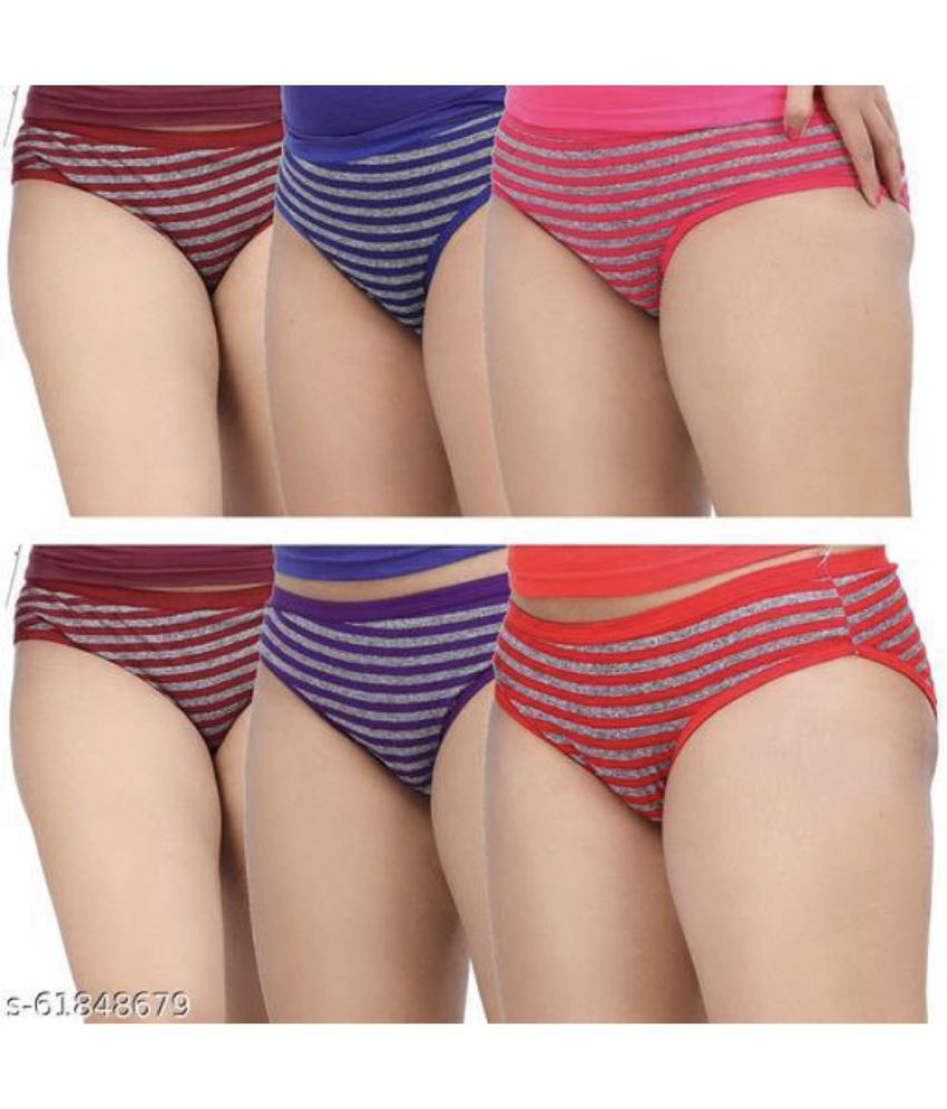     			ICONIC ME - Multicolor Cotton Striped Women's Hipster ( Pack of 6 )