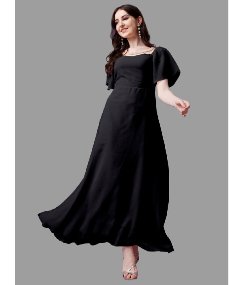     			RAIYANI FASHION - Black Georgette Women's Fit & Flare Dress ( Pack of 1 )