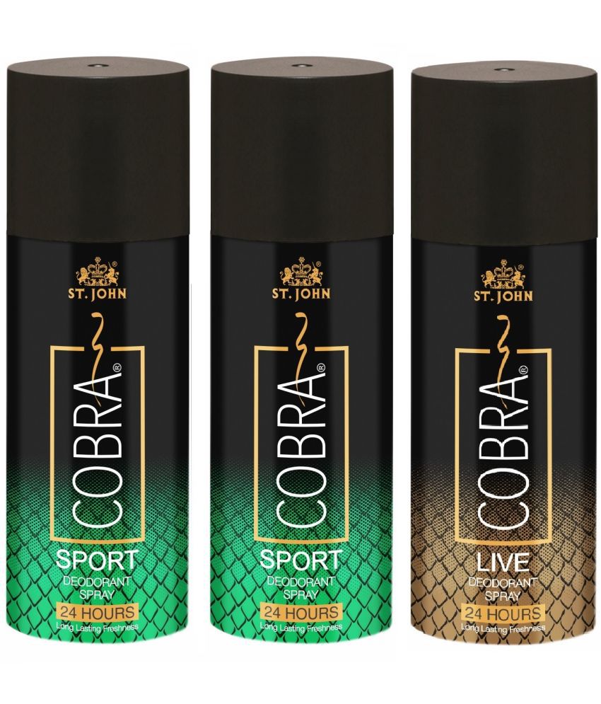     			St. John - Cobra Deo Sports 150ml*2 & Live 150ml Deodorant Spray for Unisex 450 ml ( Pack of 3 )