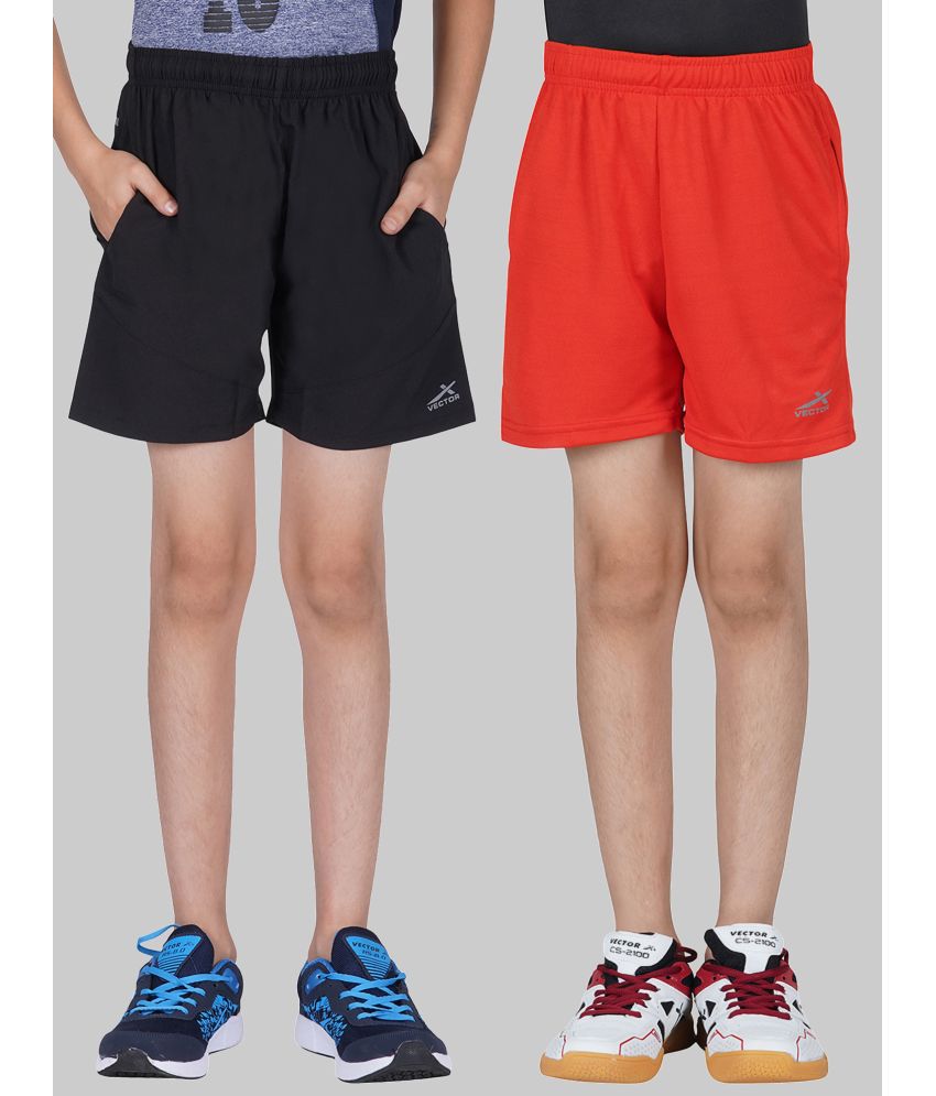     			Vector X - Red & Black Polyester Boys Shorts ( Pack of 2 )