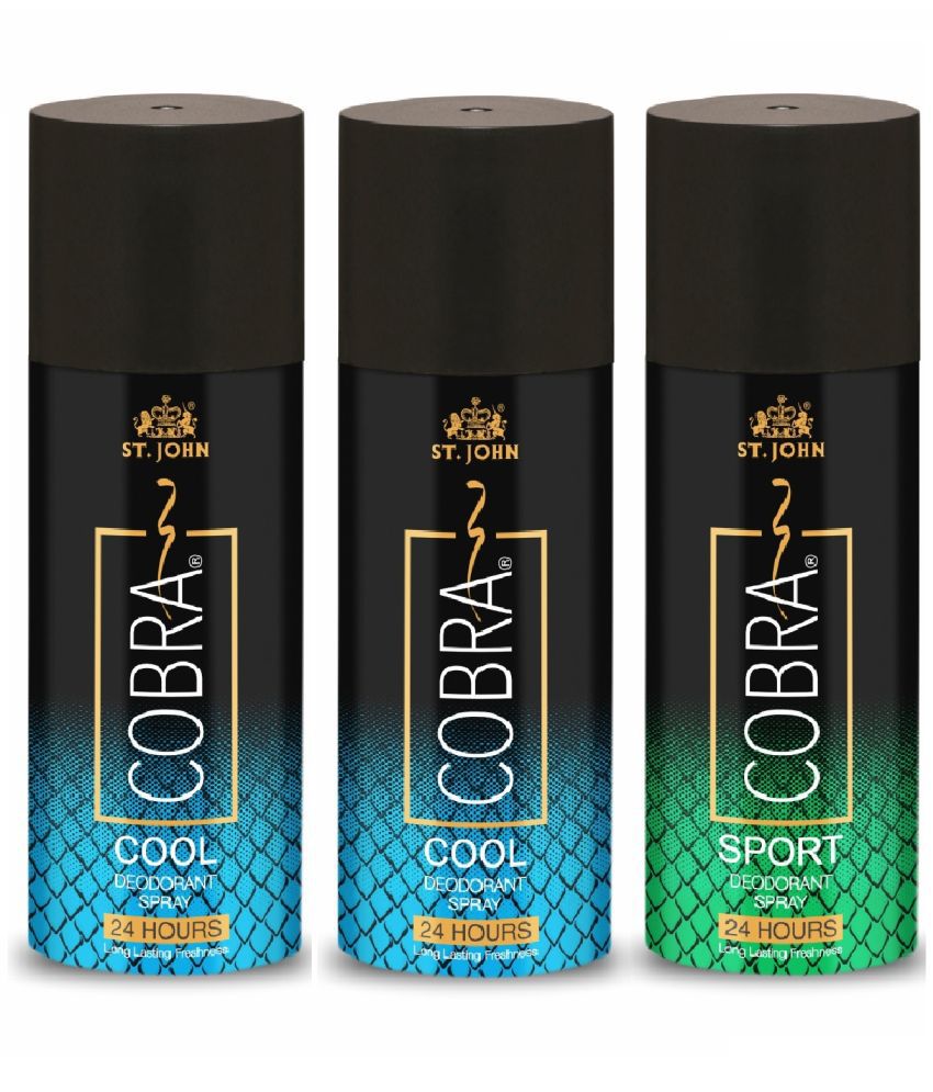     			Vi-John - Cobra Deo Cool 150ml*2 & Sports 150ml Deodorant Spray for Men 450 ml ( Pack of 3 )
