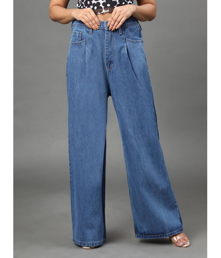     			AngelFab - Light Blue Denim Flared Women's Jeans ( Pack of 1 )