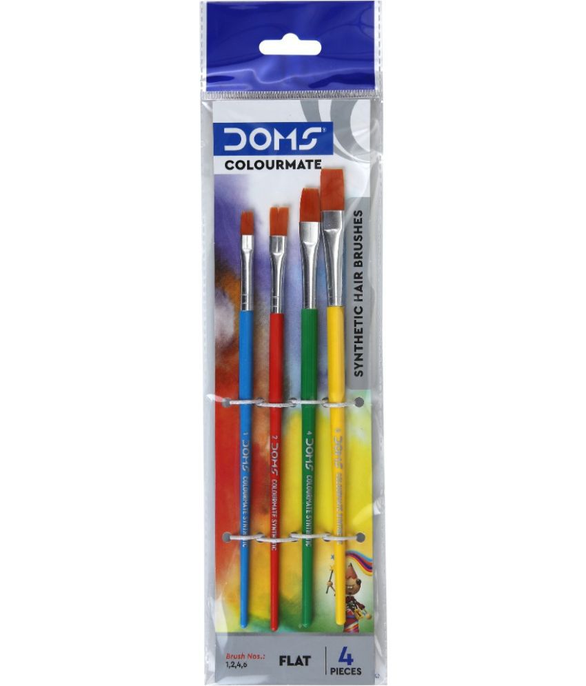     			DOMS Colourmate Synthetic Hair Flat Paint Brush Set (Set of 4, Multicolor)