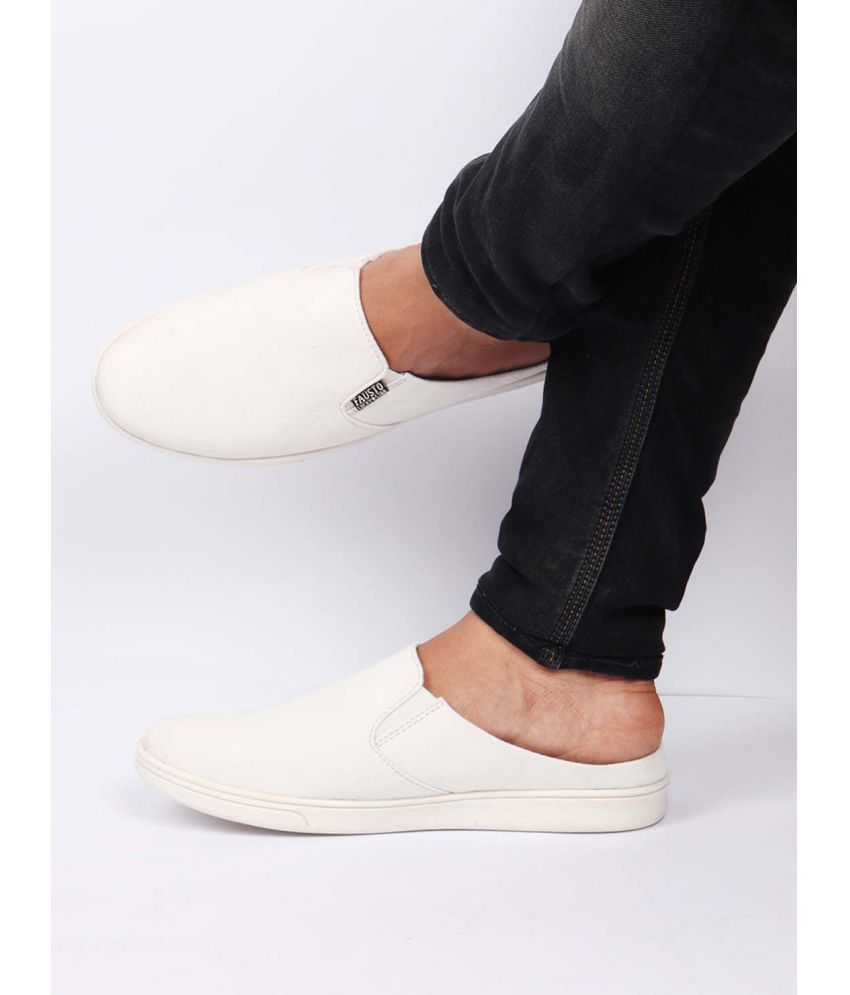     			Fausto - White Men's Slip-on Shoes