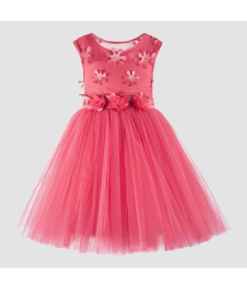     			9stiches - Coral Net Baby Girl Frock ( Pack of 1 )