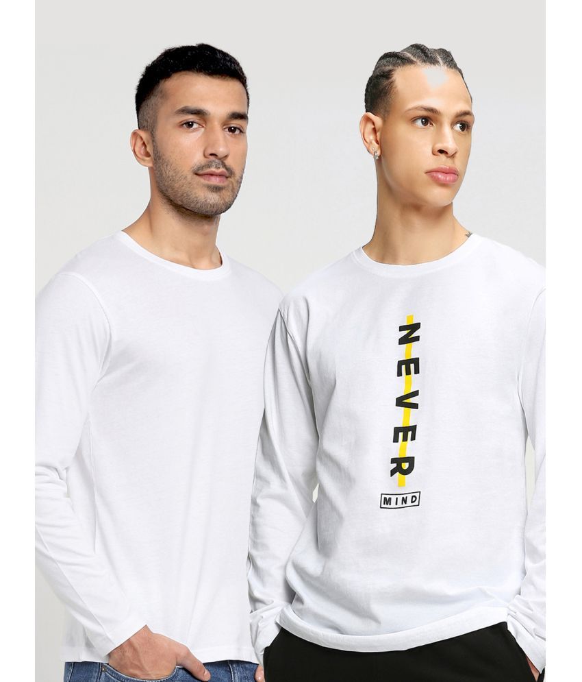     			Bewakoof - White Cotton Regular Fit Men's T-Shirt ( Pack of 2 )