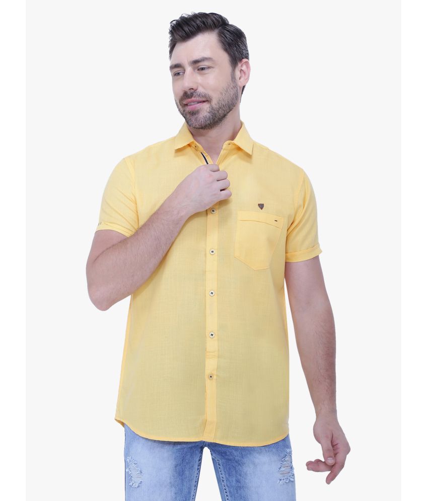     			Kuons Avenue - Yellow Linen Slim Fit Men's Casual Shirt ( Pack of 1 )