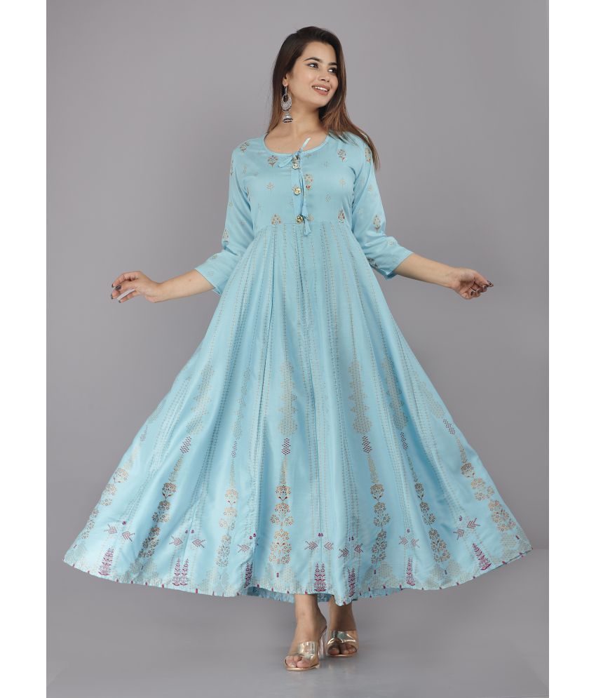     			AVEITH - Light Blue Rayon Women's Anarkali Kurti ( Pack of 1 )