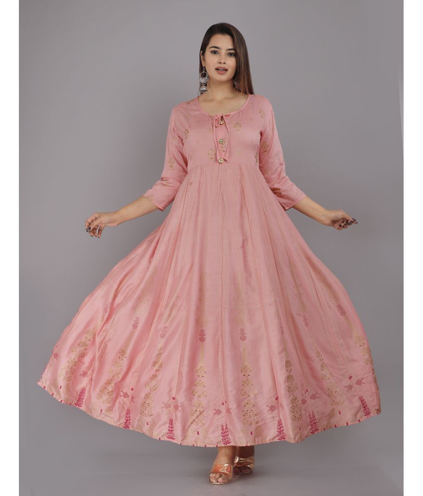     			AVEITH - Peach Rayon Women's Anarkali Kurti ( Pack of 1 )