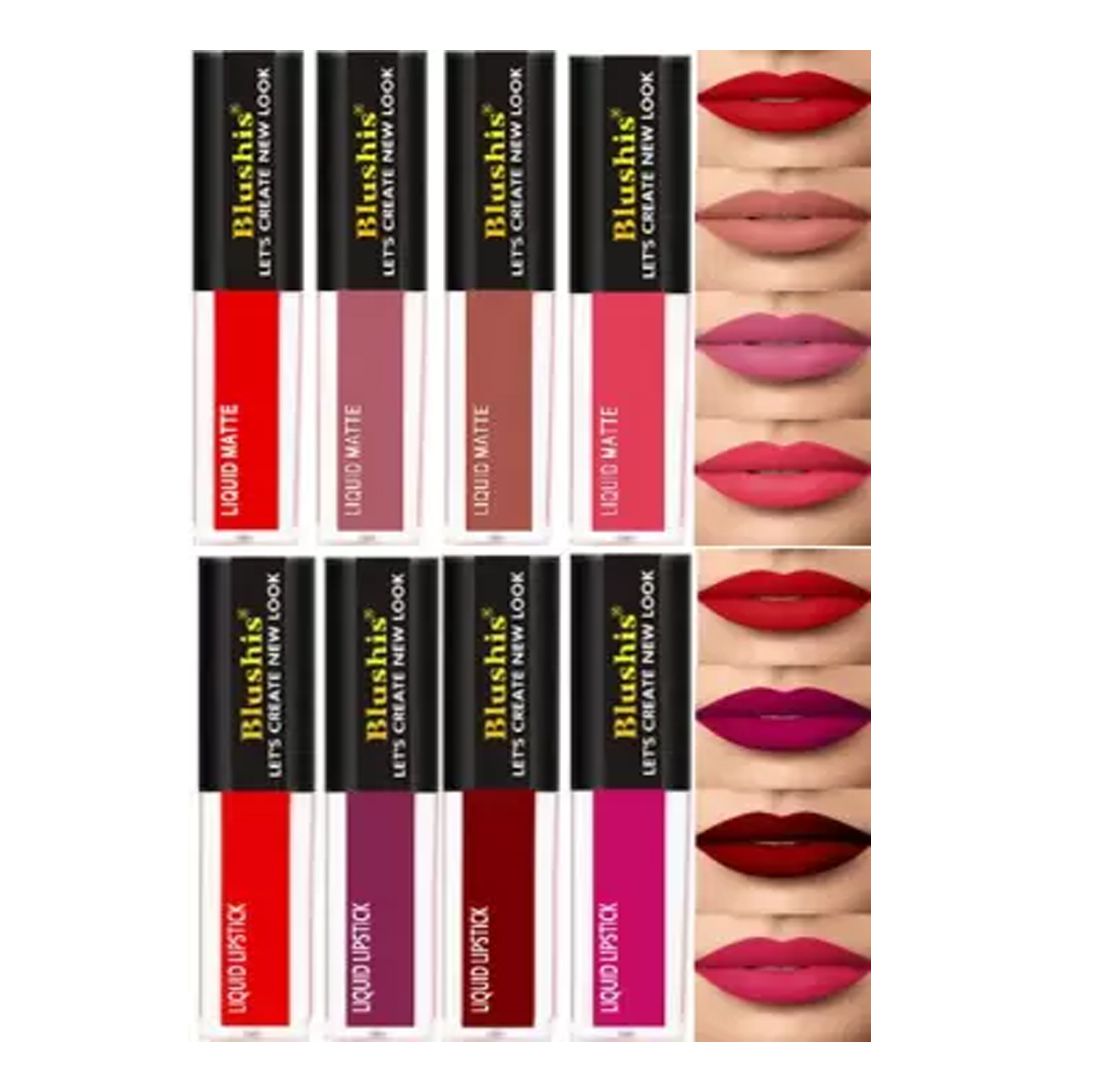     			Blushis Waterproof Longlast SensationaL Liquid Matte Mini Lipsticks (Multicolor,Pack of 8) 32 ml