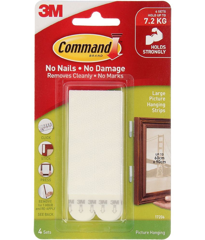     			3M Command™ 17206 Large Picture Hanging Strips, 4 strips Hook 1 (Pack of 1)
