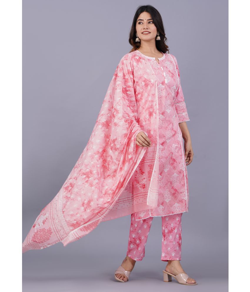     			Doriya - Pink Straight Cotton Blend Women's Stitched Salwar Suit ( Pack of 1 )