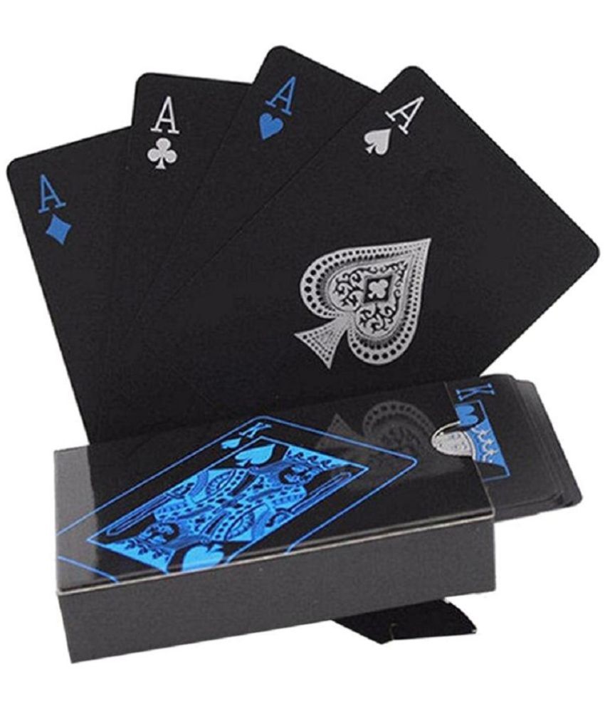     			GEEO Waterproof PVC Playing Cards Set Pure Color Black Poker Card Classic Magic Tricks Tool Yacht Game Party Toy 54Pcs