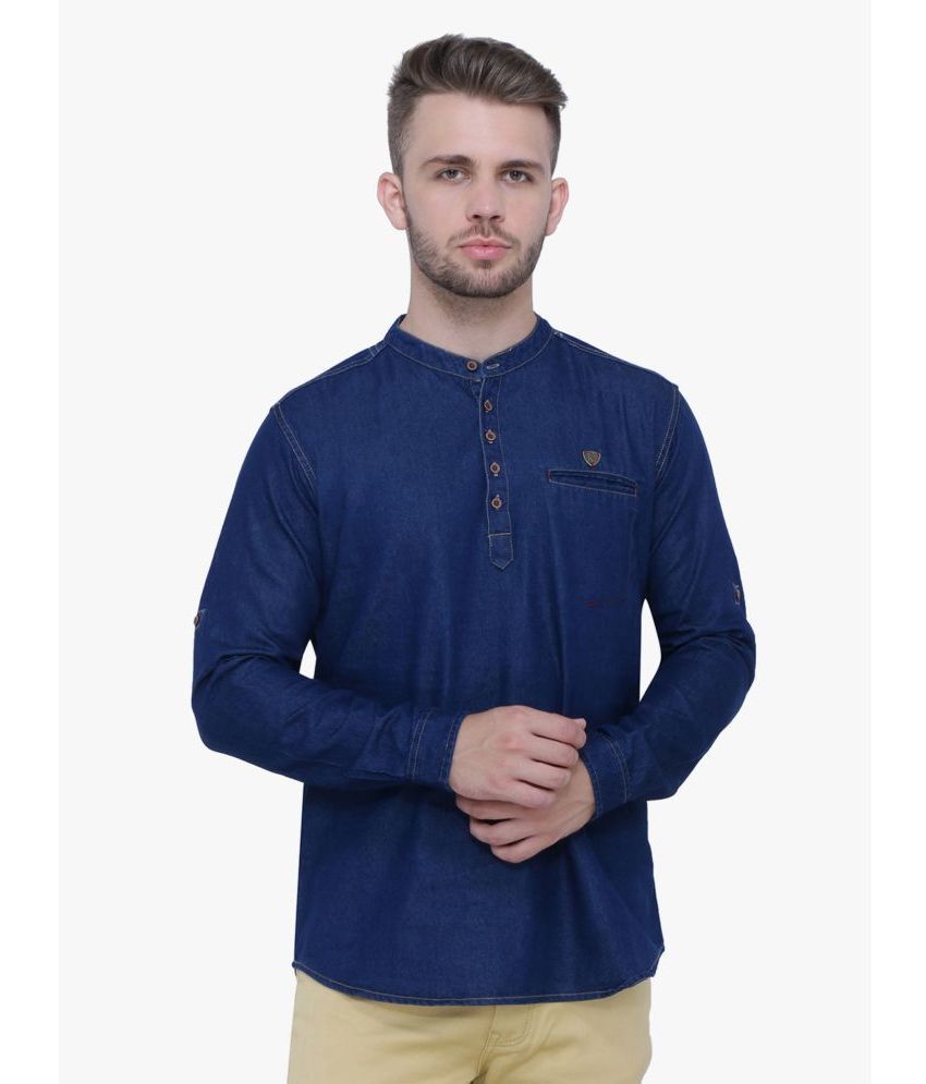     			Kuons Avenue - Navy Blue Cotton Blend Men's Regular Kurta ( Pack of 1 )