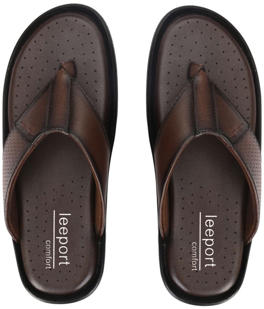     			Leeport - Brown Men's Thong Flip Flop