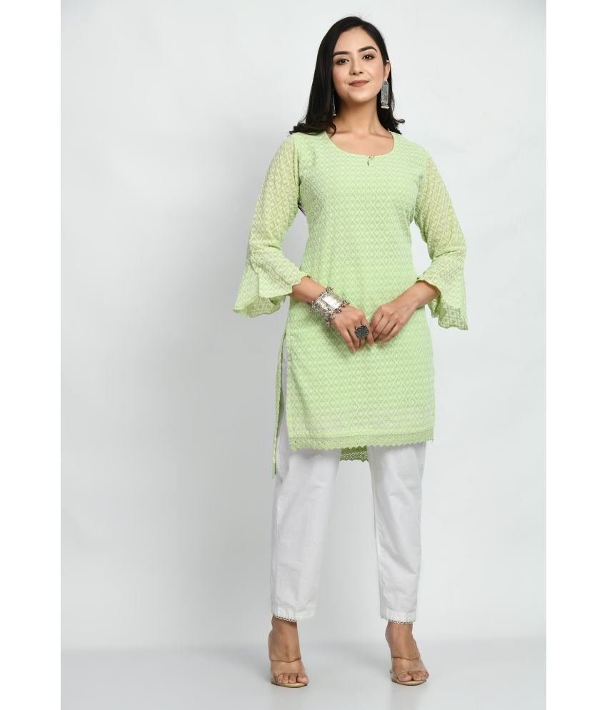     			MAURYA - Lime Green Cotton Blend Women's Straight Kurti ( Pack of 1 )