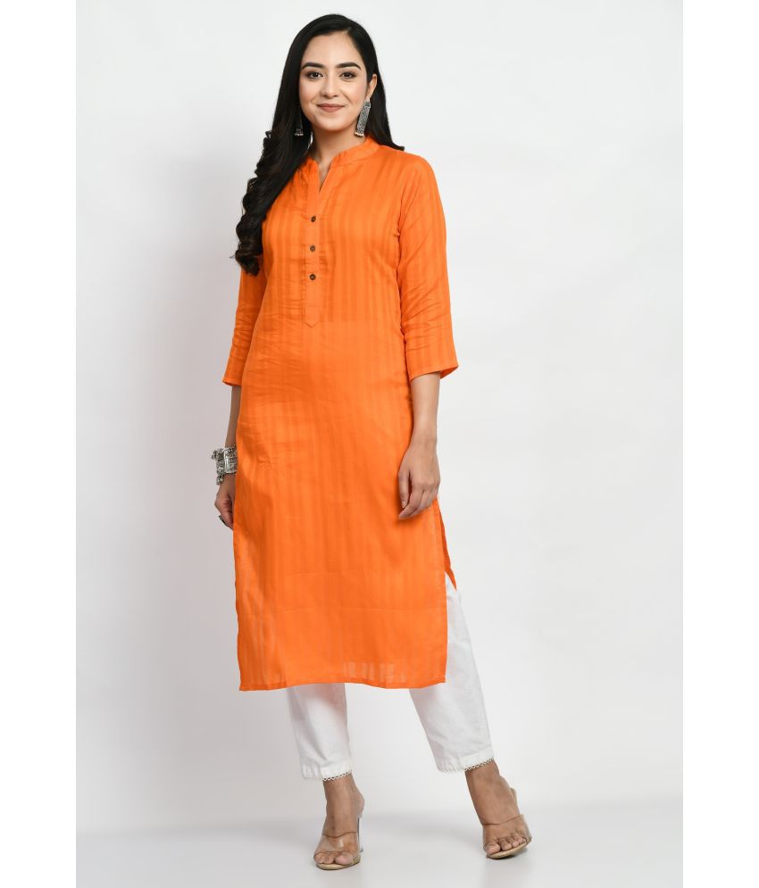    			MAURYA - Orange Cotton Blend Women's Straight Kurti ( Pack of 1 )