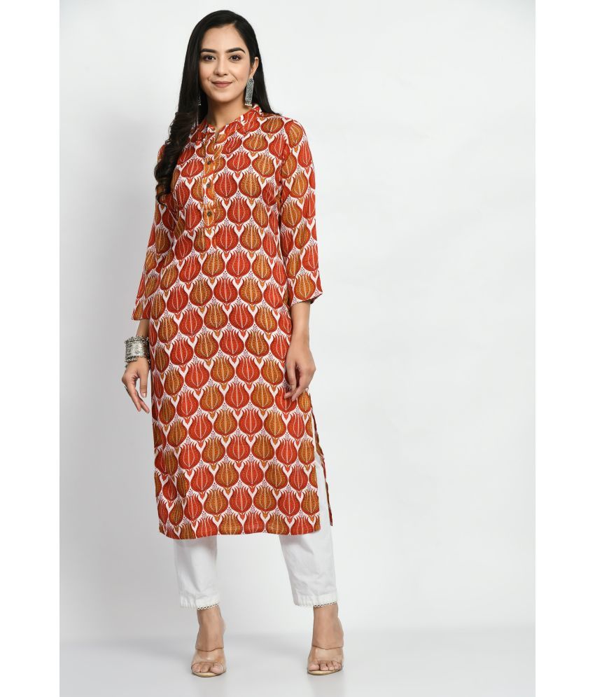     			MAURYA Rayon Printed Straight Women's Kurti - Red ( Pack of 1 )