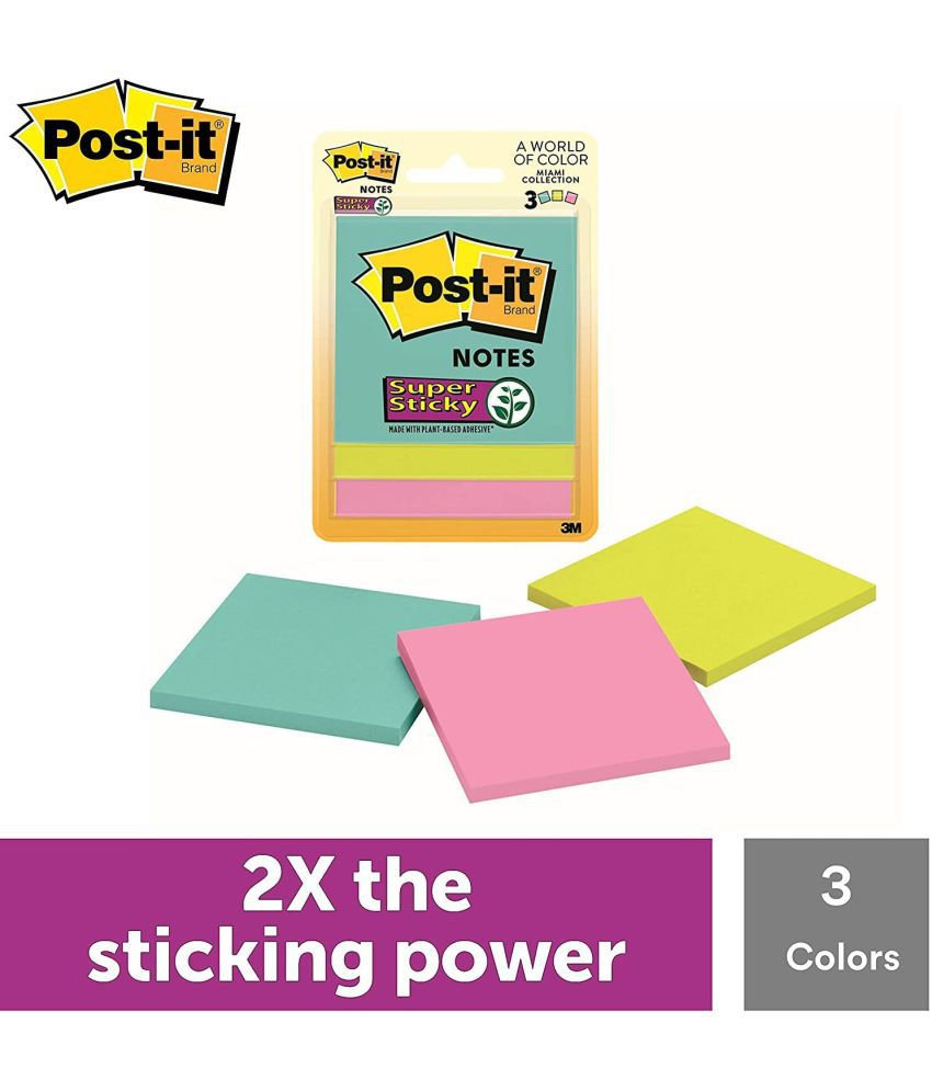     			Post-it Super Sticky 45 Sheets regular, 3 Colors (Green, Pink, Yellow)