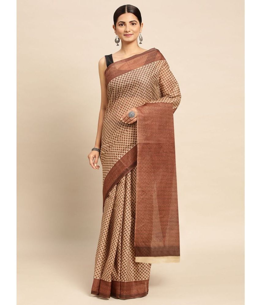     			SHANVIKA - Beige Cotton Saree With Blouse Piece ( Pack of 1 )