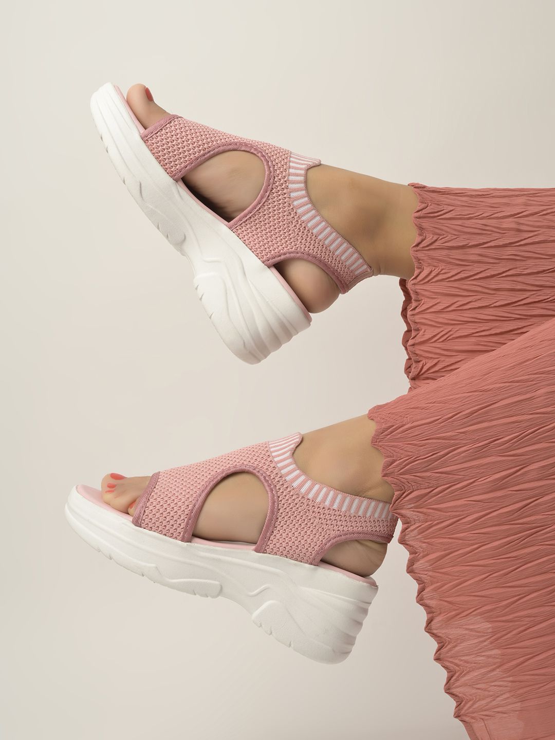     			Shoetopia Pink Floater Sandals