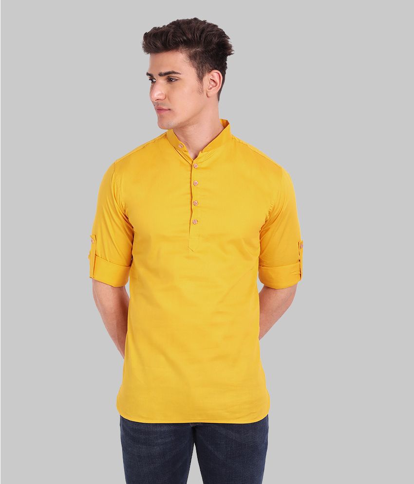     			Vibe - Yellow Linen Slim Fit Men's Casual Shirt ( Pack of 1 )