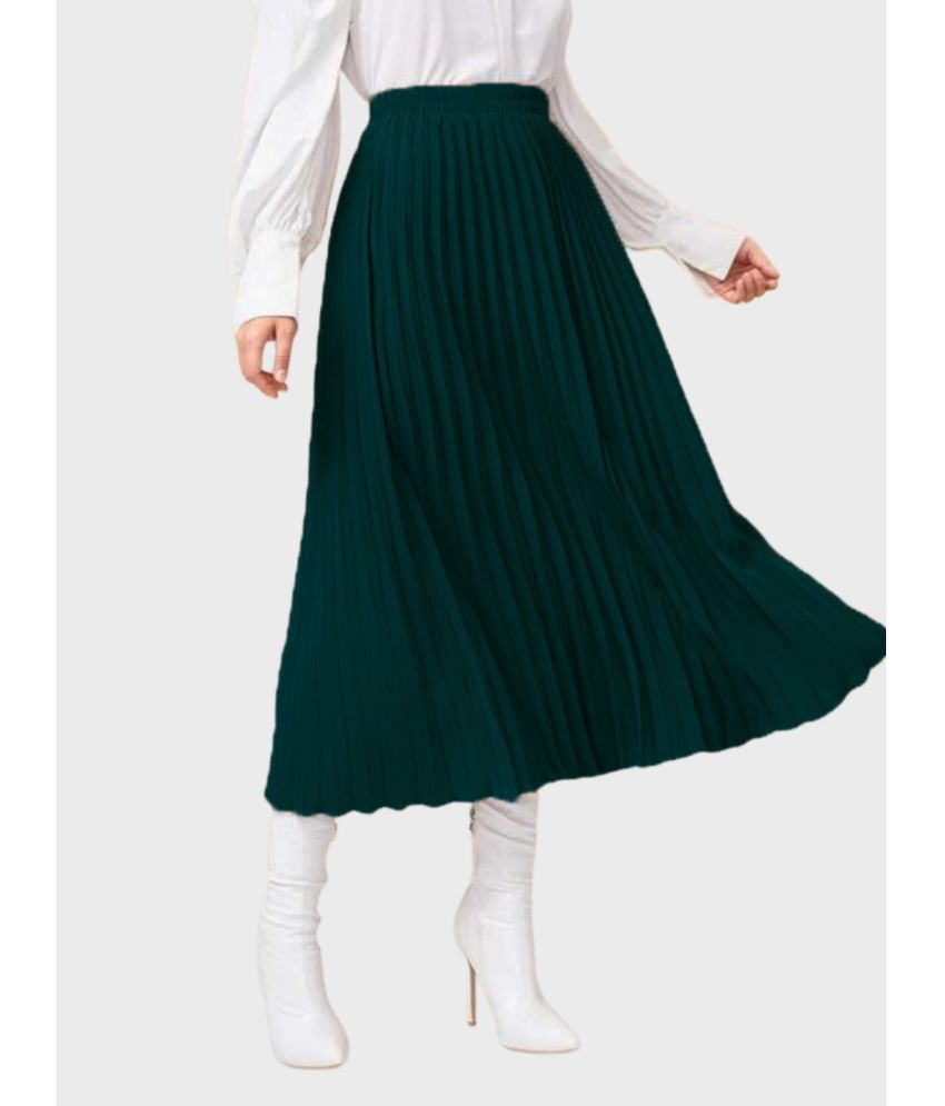     			BuyNewTrend - Green Crepe Women's Straight Skirt ( Pack of 1 )