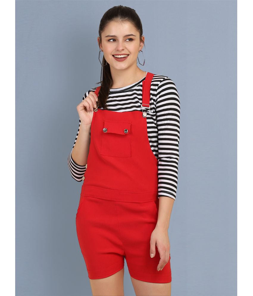     			BuyNewTrend - Red Cotton Blend Women's Dungarees ( Pack of 1 )