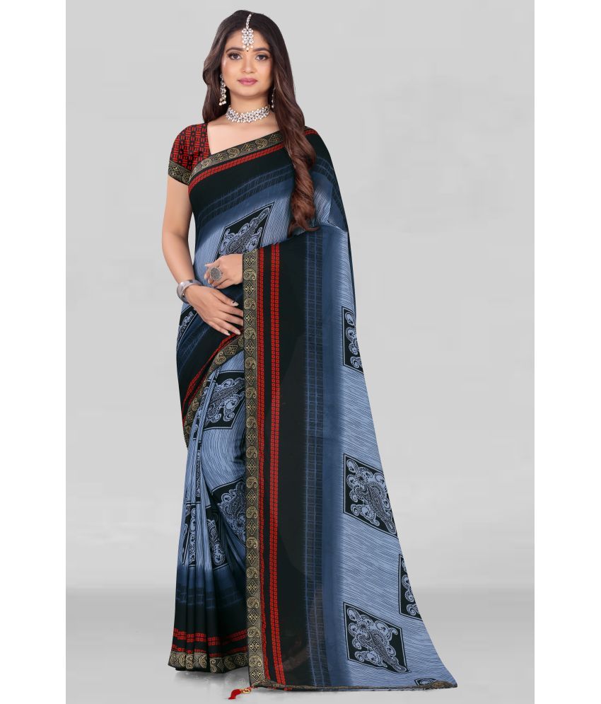     			LEELAVATI - Blue Georgette Saree With Blouse Piece ( Pack of 1 )