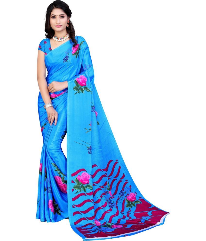     			LEELAVATI - Light Blue Crepe Saree With Blouse Piece ( Pack of 1 )