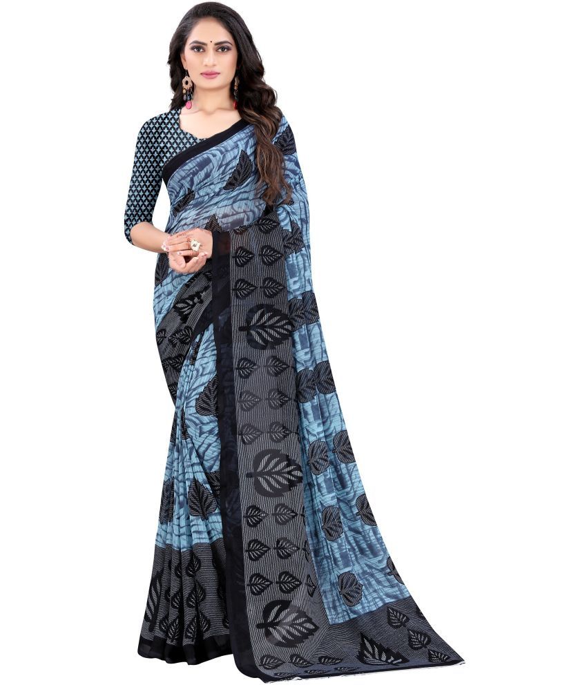     			LEELAVATI - Light Blue Georgette Saree With Blouse Piece ( Pack of 1 )