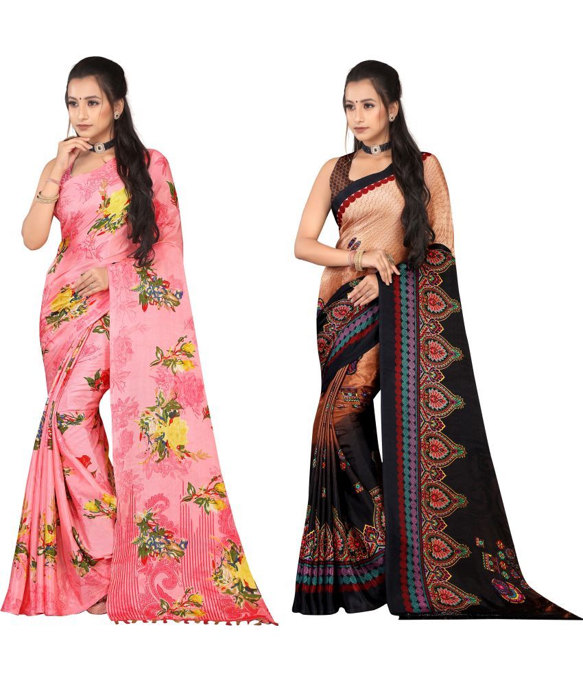     			LEELAVATI - Multicolor Crepe Saree With Blouse Piece ( Pack of 2 )