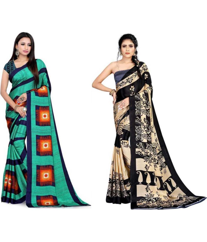     			LEELAVATI - Multicolor Crepe Saree With Blouse Piece ( Pack of 2 )