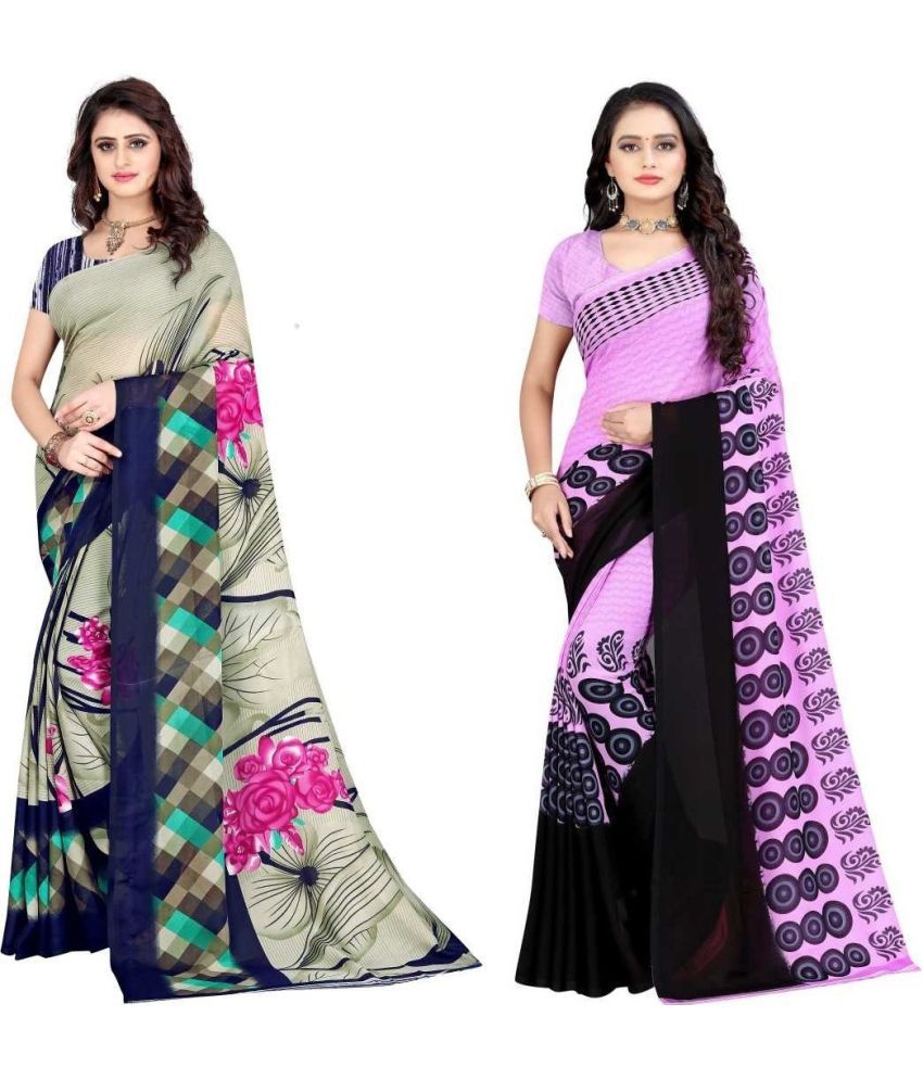     			LEELAVATI - Multicolor Georgette Saree With Blouse Piece ( Pack of 2 )