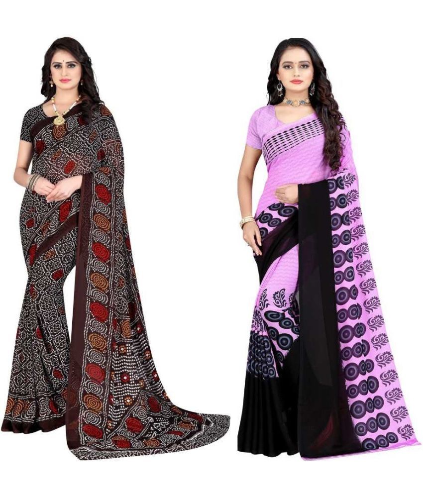     			LEELAVATI - Multicolor Georgette Saree With Blouse Piece ( Pack of 2 )