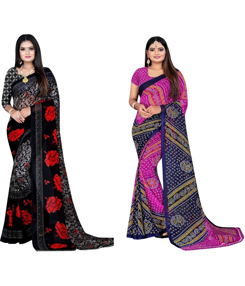     			LEELAVATI - Multicolor Georgette Saree With Blouse Piece ( Pack of 2 )