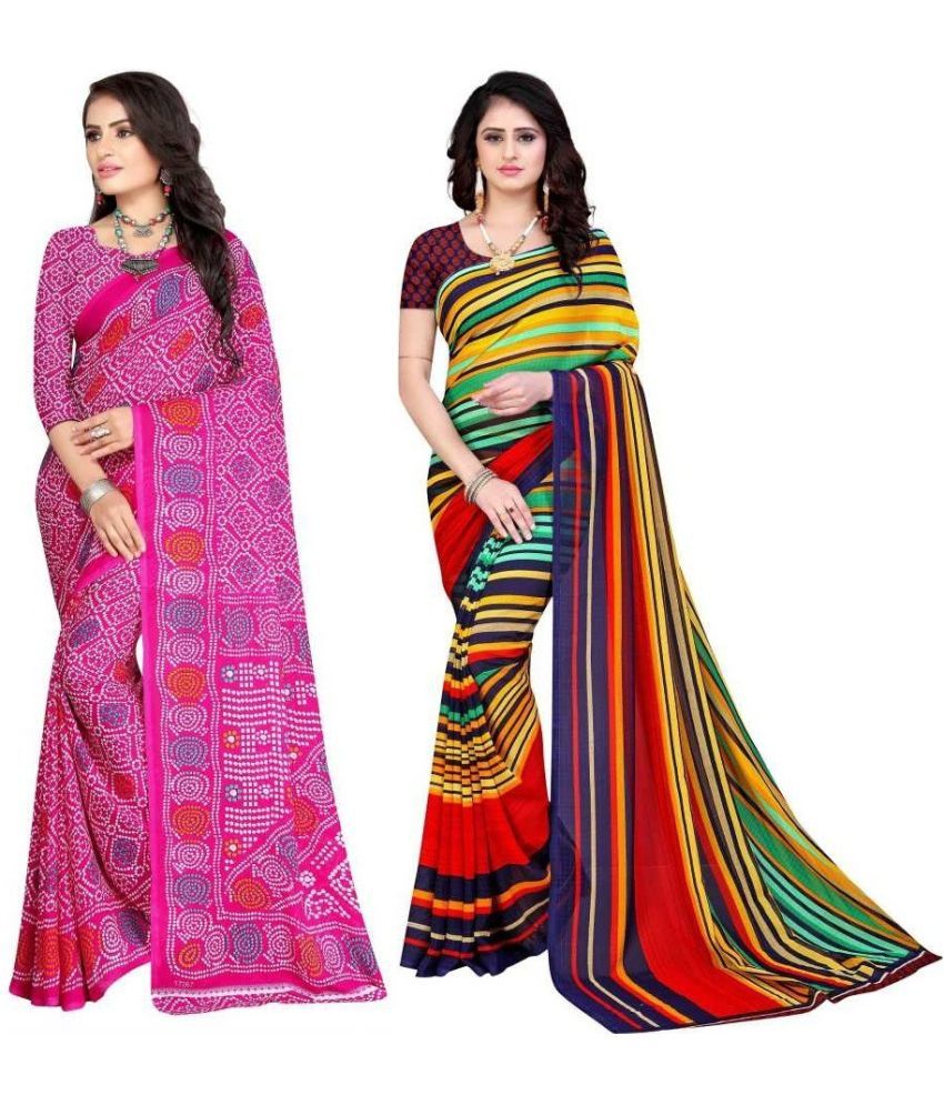     			LEELAVATI - Multicolor Georgette Saree With Blouse Piece ( Pack of 2 )