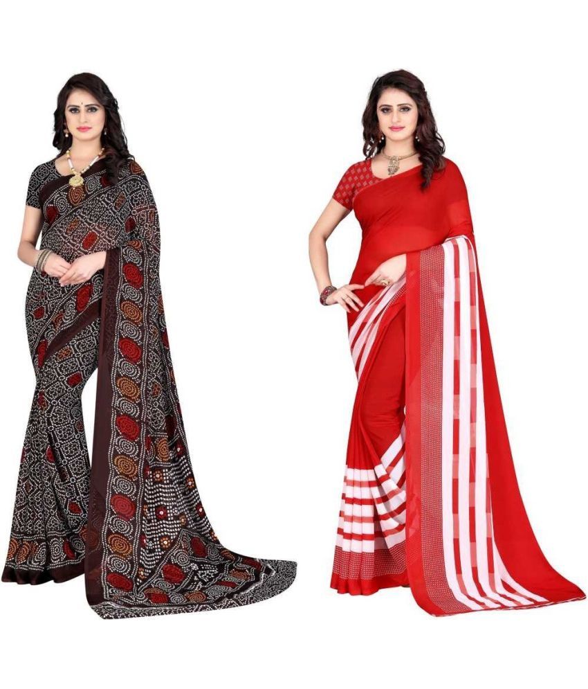     			LEELAVATI - Multicolor Georgette Saree With Blouse Piece ( Pack of 2 )