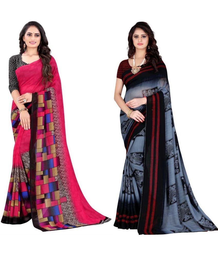     			LEELAVATI - Multicolor Georgette Saree With Blouse Piece ( Pack of 2 )