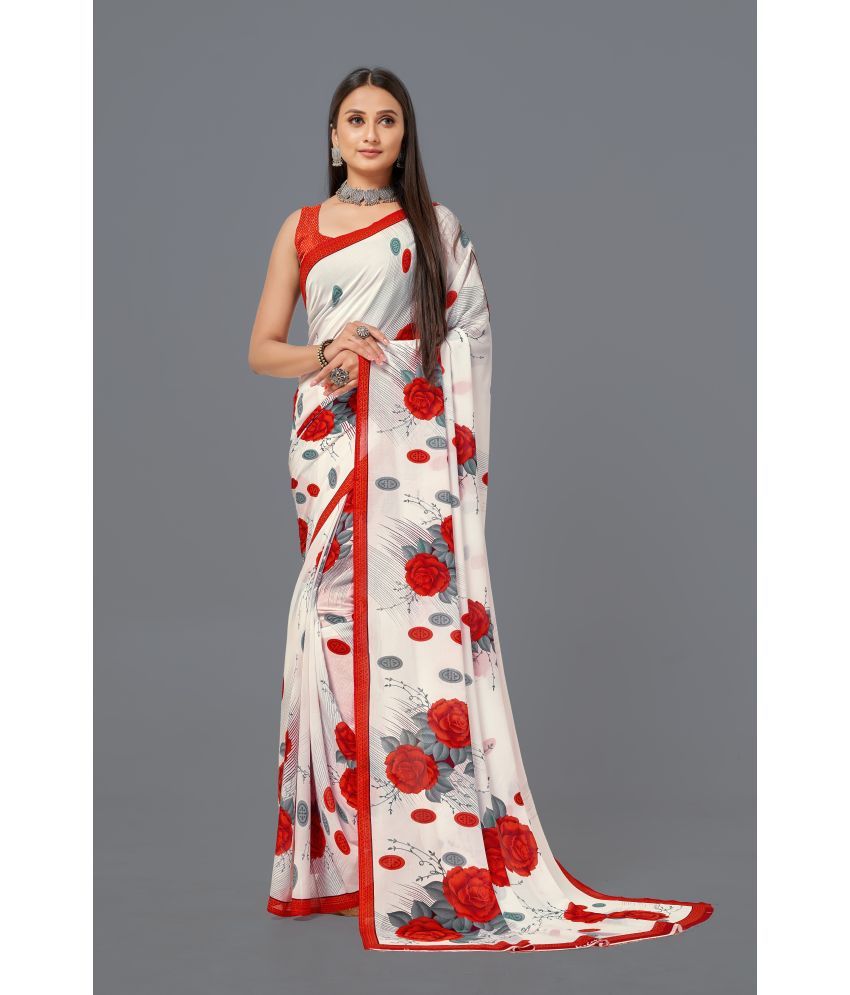     			LEELAVATI - White Georgette Saree With Blouse Piece ( Pack of 1 )