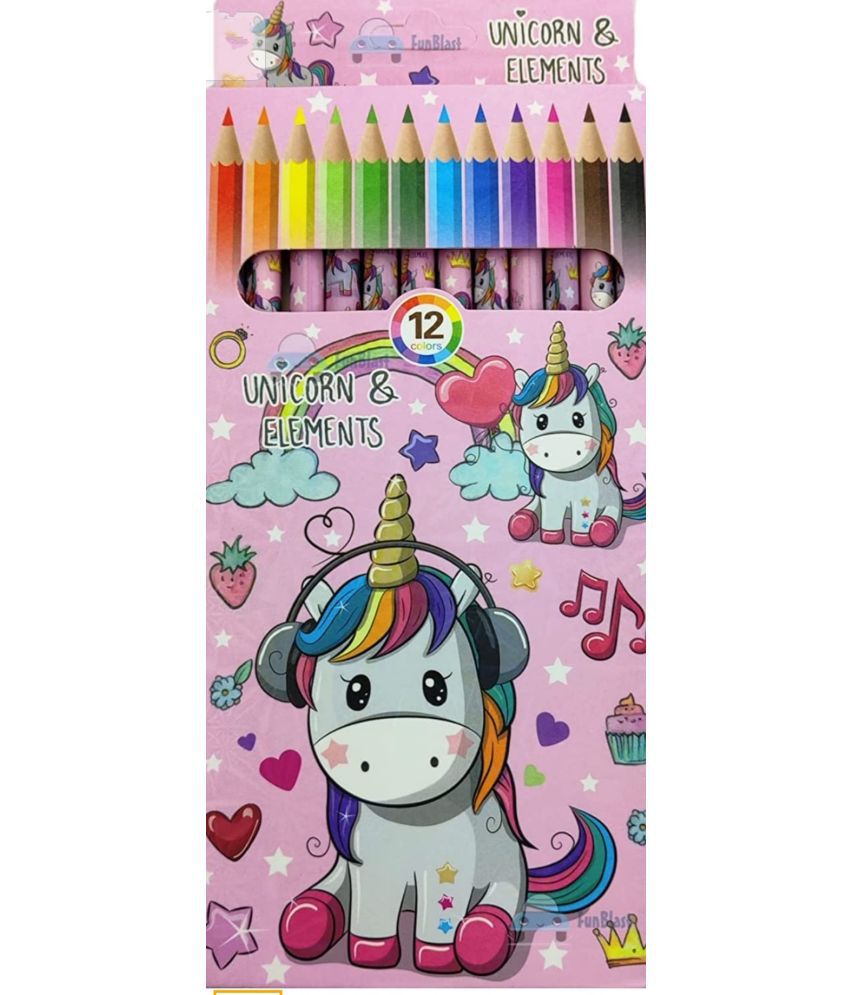     			2389 YESKART - 12 PC COLORING  Pencils Set for Kids – 12 SHADE Unicorn Co louring Pencils for Children / Drawing Color Pencils for Art Craft Work / Return Gift for Kids  ( PACK OF 12 Shades)