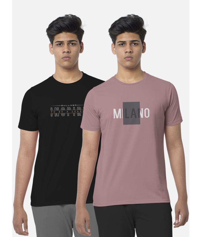     			BULLMER Pack of 2 Cotton Blend Regular Fit Men's T-Shirt ( Pink )