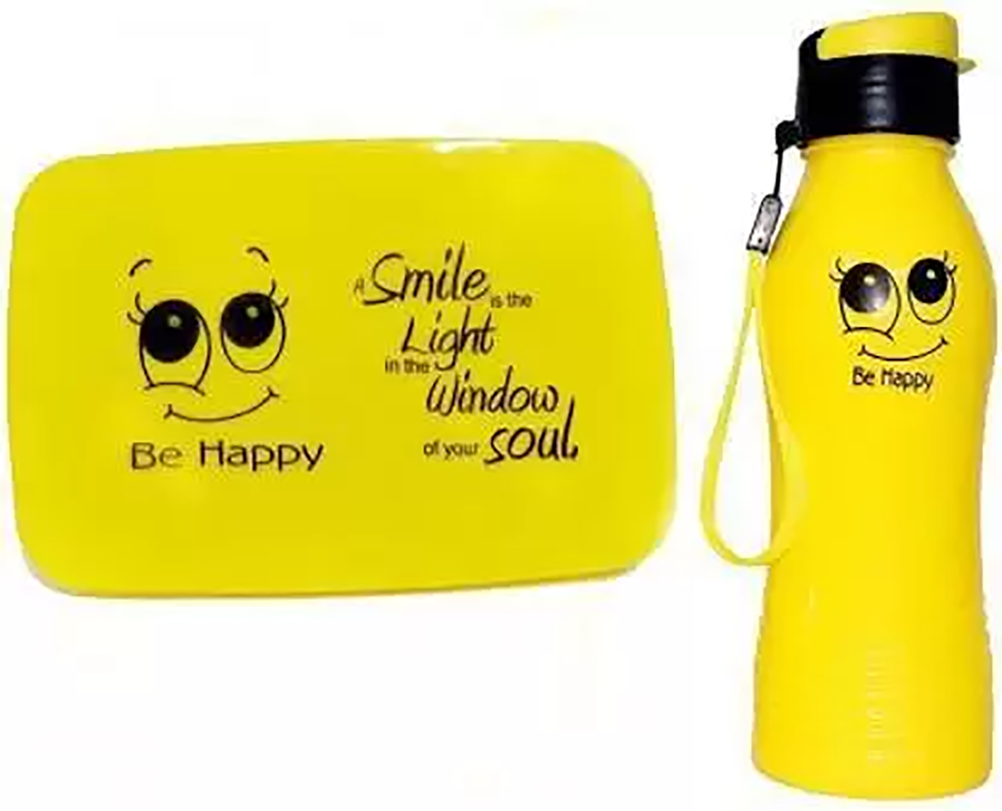     			Combo Smiley set of tiffin and bottle yellow 2 Containers Lunch Box (300 ml) 2 Containers Lunch Box  (300 ml)