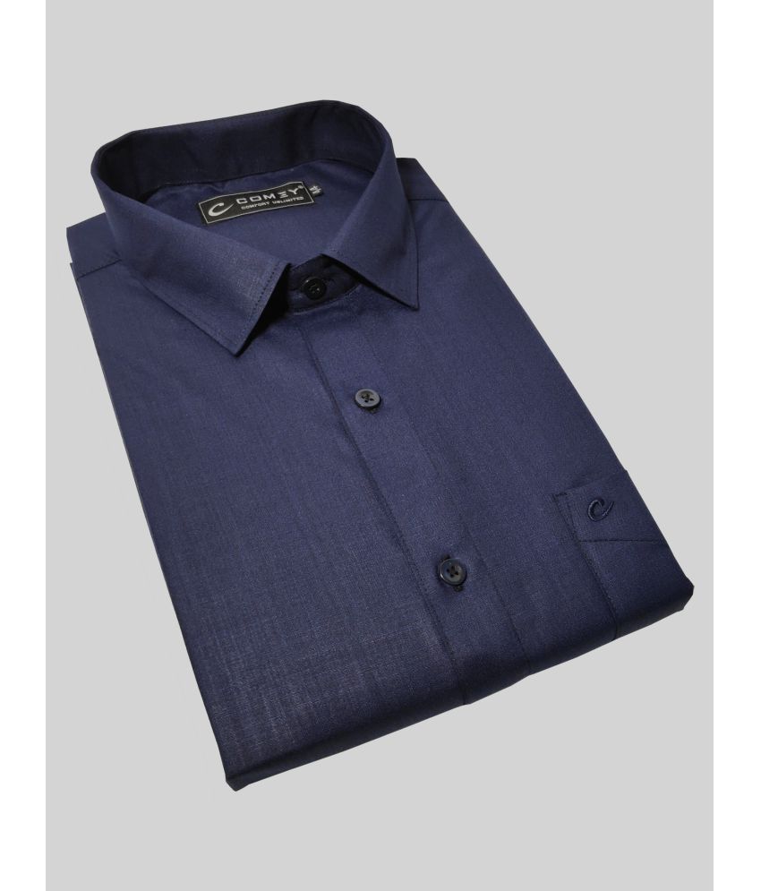     			Comey - Navy Blue Cotton Blend Regular Fit Men's Formal Shirt ( Pack of 1 )