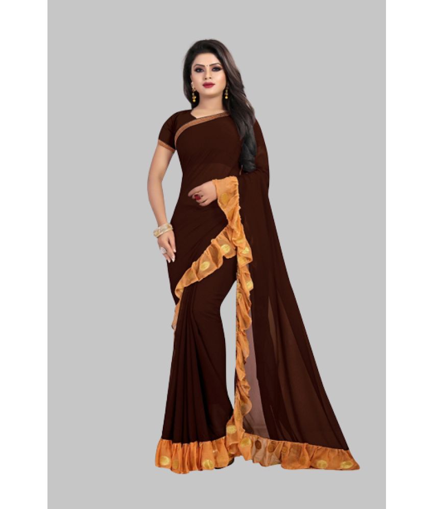     			Fashionday - Brown Georgette Saree With Blouse Piece ( Pack of 1 )