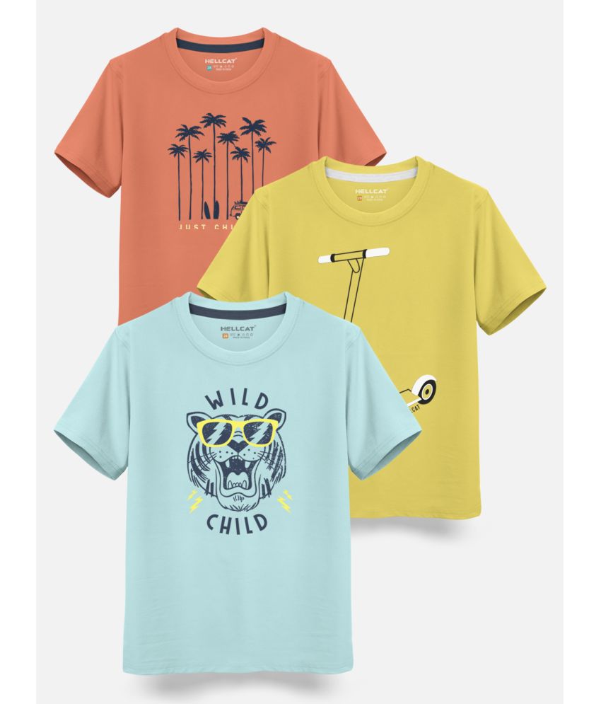     			HELLCAT - Yellow Cotton Blend Boy's T-Shirt ( Pack of 3 )