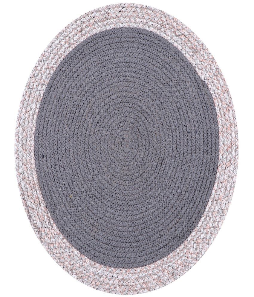    			LADLI JEE Cotton Colorblock Round Table Mats 31 cm 31 cm Pack of 1 - Gray