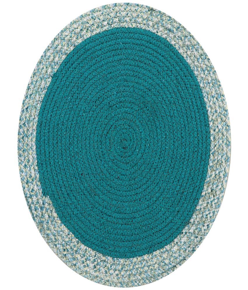     			LADLI JEE Cotton Solid Round Table Mats 31 cm 31 cm Pack of 1 - Teal